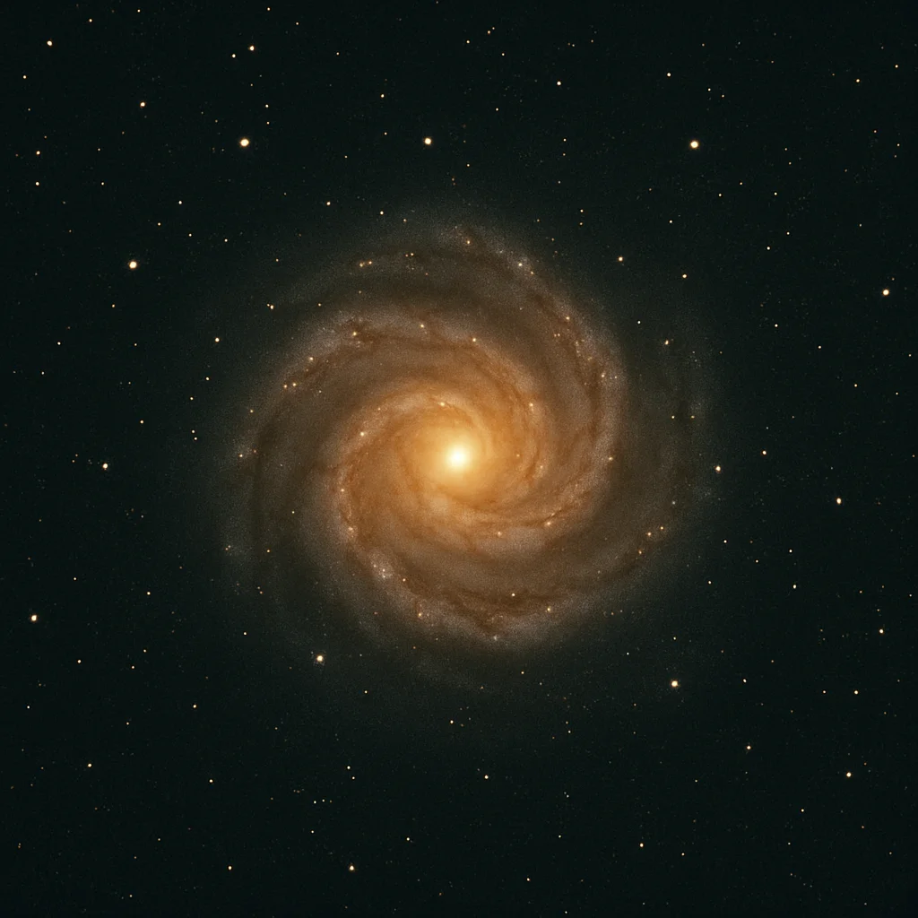 Jigsaw puzzle: A vibrant spiral galaxy with a bright core swirls against a dark, star-filled sky.