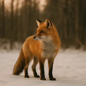 Jigsaw puzzle: A vibrant red fox stands alert in a snowy forest, looking toward the left.