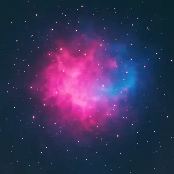 Jigsaw puzzle: A colorful nebula glows pink and blue amidst a field of tiny white stars.