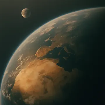 Jigsaw puzzle: A stunning view of Earth from space, with the moon visible in the distance.